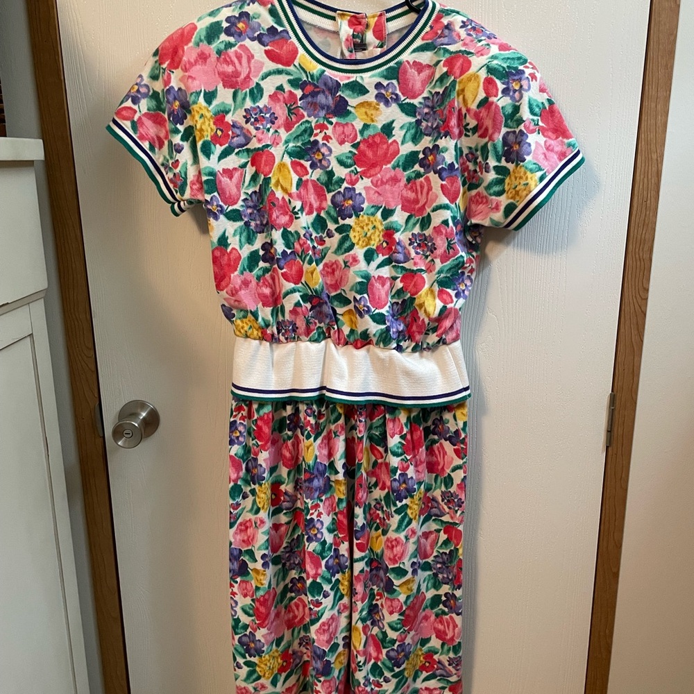 Vintage 80s Alison J. Women’s Floral Dress Padded Shoulders (No Size tag)